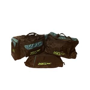 Set of 3 Vintage 90s ASICS Sports Travel Bags Duffle Teal Black Athletic